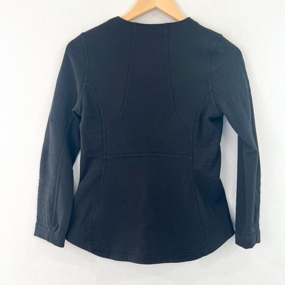 Athleta Black Moto Jacket XS Side Zip Athletic Athleisure Fitted Flattering - Picture 7 of 10